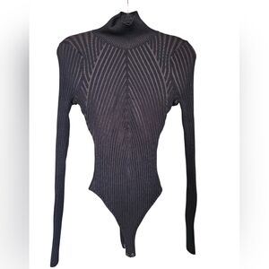 Good American Ribbed Black Bodysuit